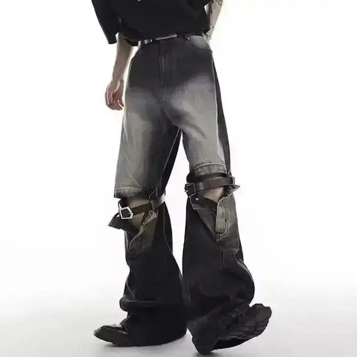 Japanese Brand Bell-bottomed jeans wide legs straight with a joint punk Size US 30 / EU 46 - 5 Thumbnail