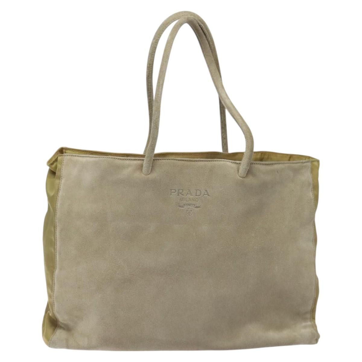 Prada Beige Suede Tote Bag (Pre-Owned) Size ONE SIZE - 1 Thumbnail