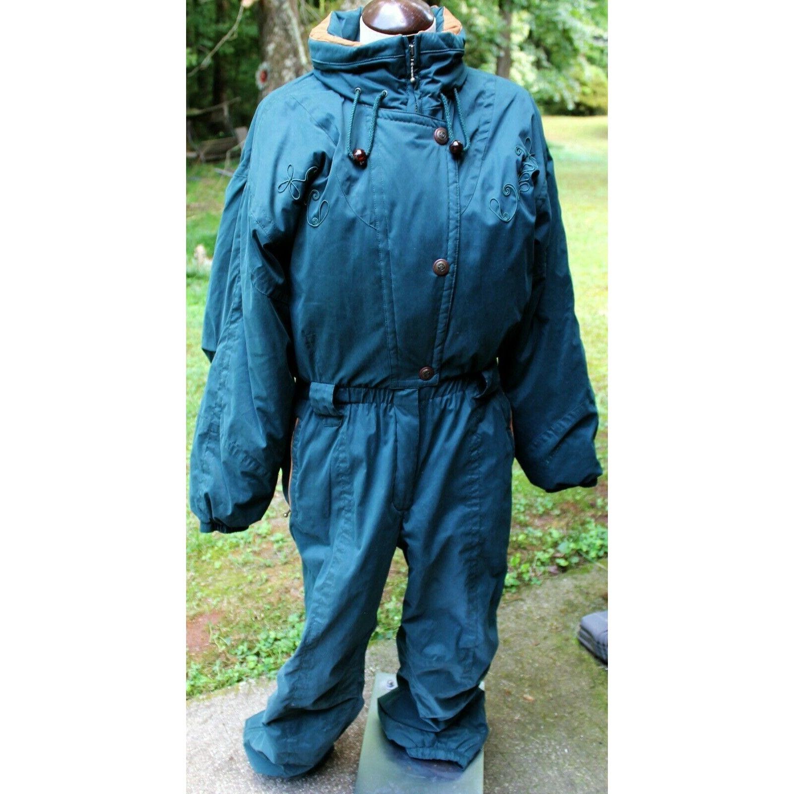 Vtg 80/90s Hunter Green Snowsuit Ski Full Body Suit Womens s