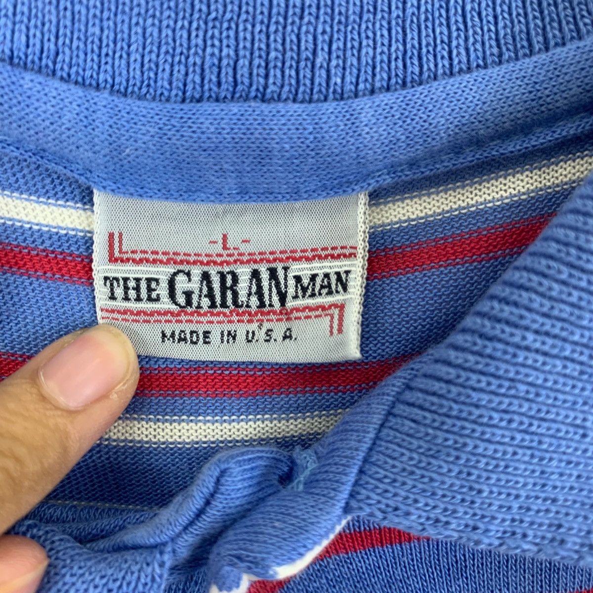Vintage Vintage 90’ THE GARAN MAN Twin Tipped Striped Polo Tee Shirt Size US L / EU 52-54 / 3 - 7 Thumbnail