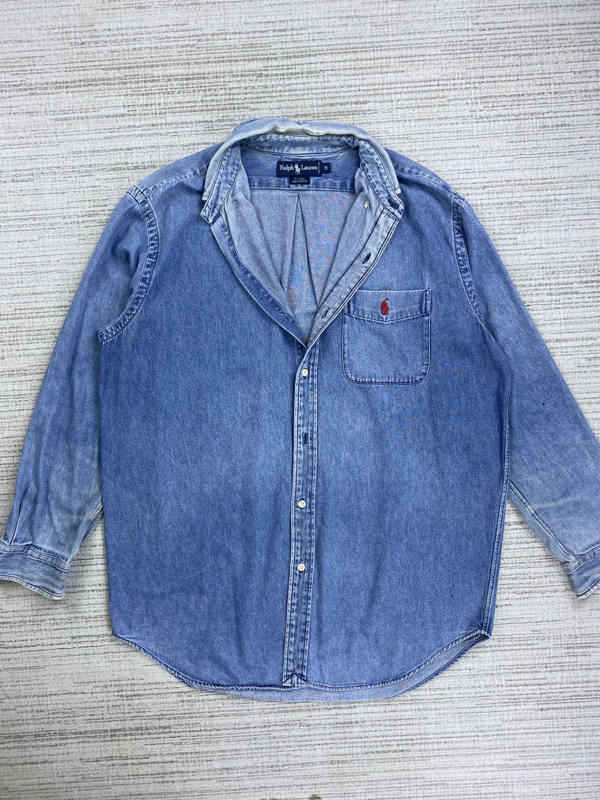 Japanese Brand × Ralph Lauren × Vintage Vintage 90s Polo Ralph Lauren Button Ups Denim Shirt Size US L / EU 52-54 / 3 - 5 Thumbnail