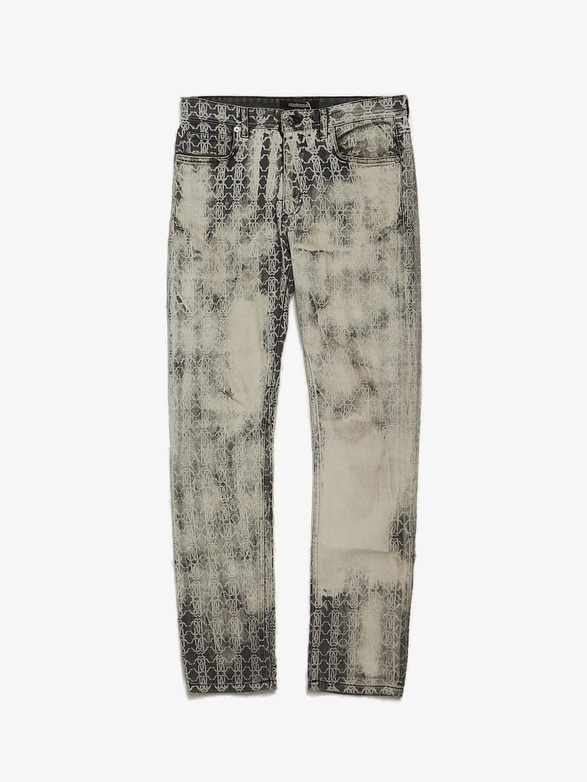 Roberto Cavalli Gray Monogram Jeans Size US 30 / EU 46 - 1 Thumbnail