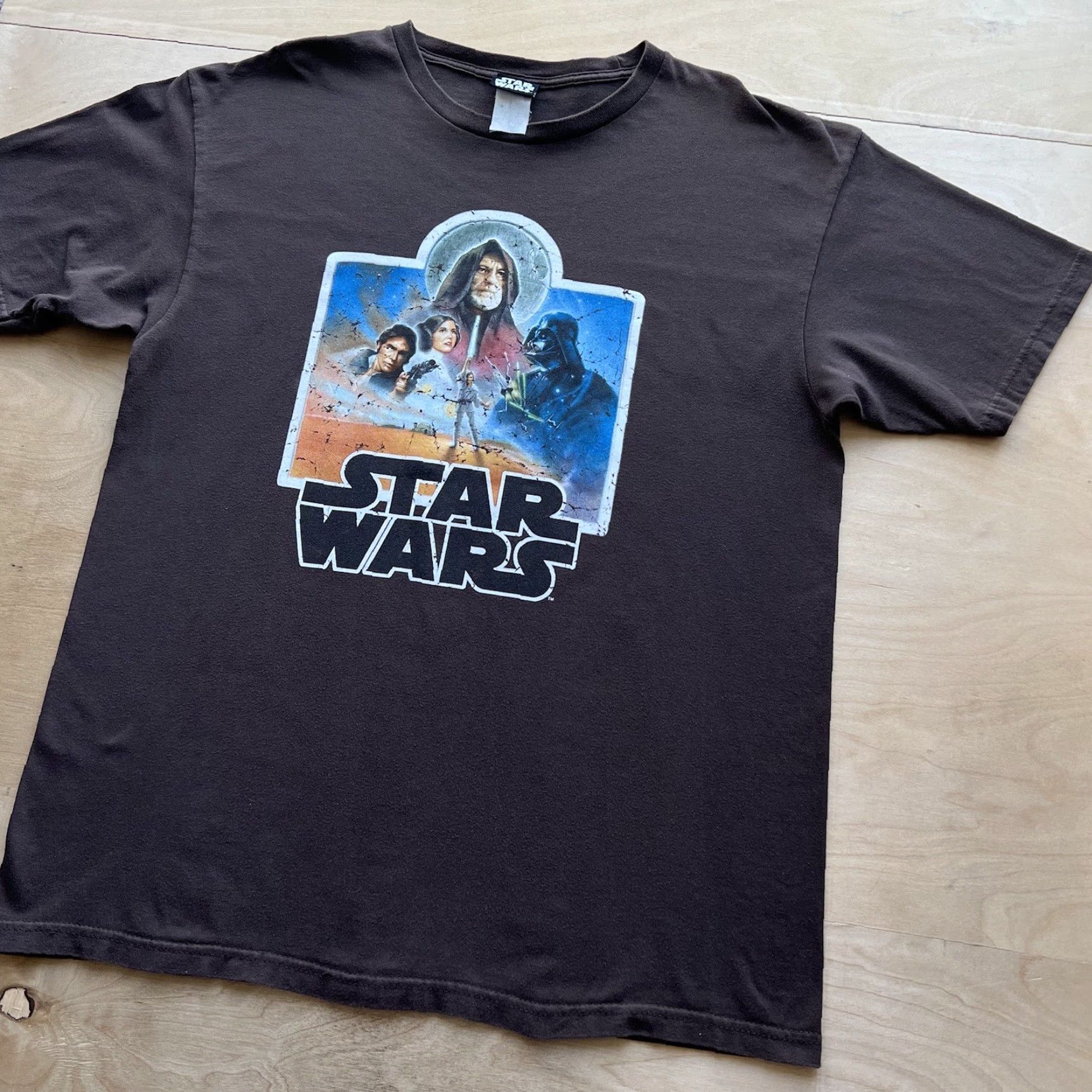 Vintage VINTAGE Star Wars Shirt XL Brown Darth Vader Obi Wan Skywalker 90s Movie Graphic Print T-Shirt Mens Size US XL / EU 56 / 4 - 6 Thumbnail