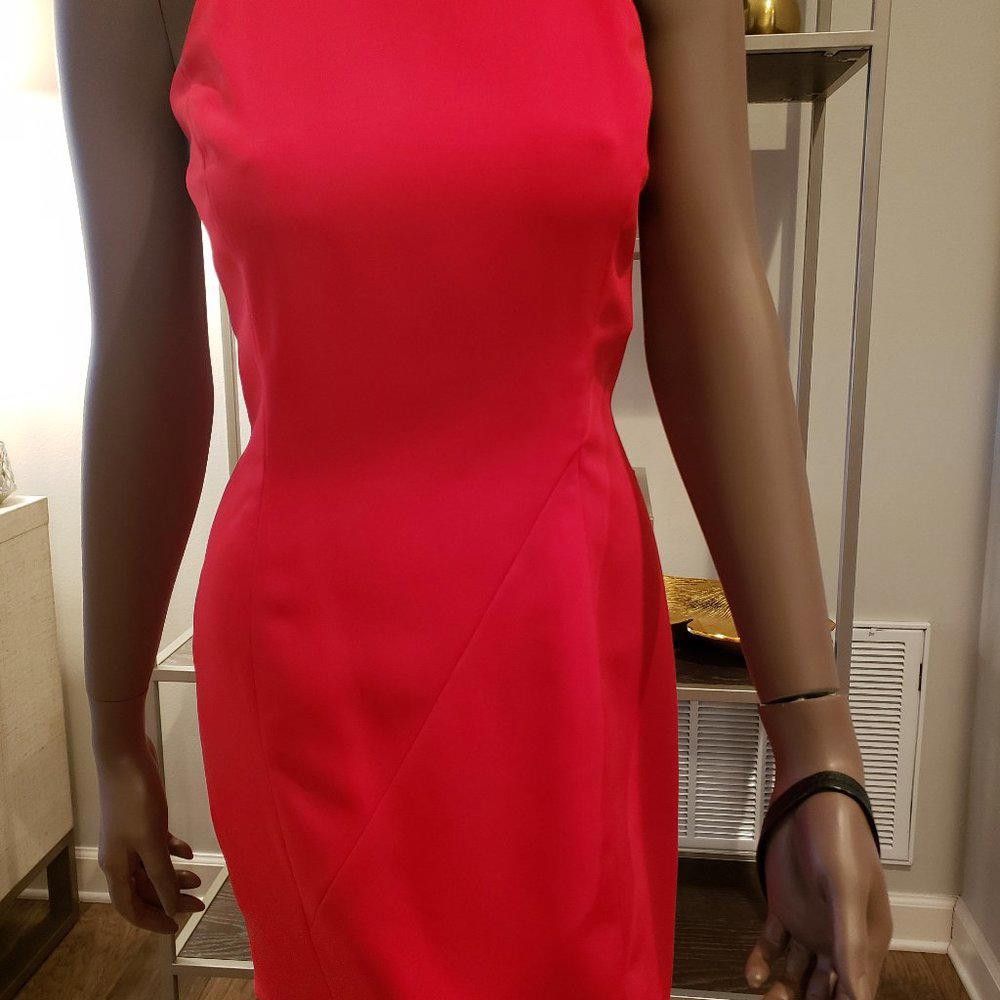 Designer NWT JAYGodfrey Red Sheath Dress w/Asymmetrical Hem Size M / US 6-8 / IT 42-44 - 2 Thumbnail