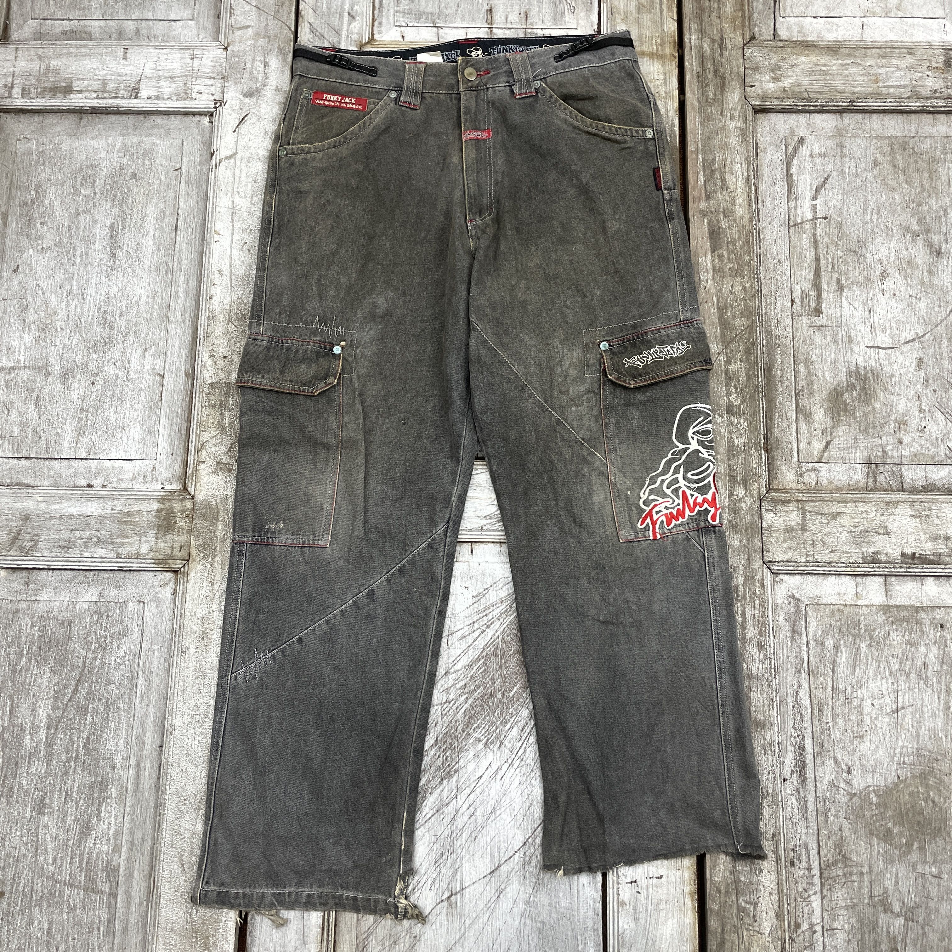 Japanese Brand Vintage Funky Jack Distressed Baggy Cargo Pants-wc294 Size US 33 - 1 Thumbnail