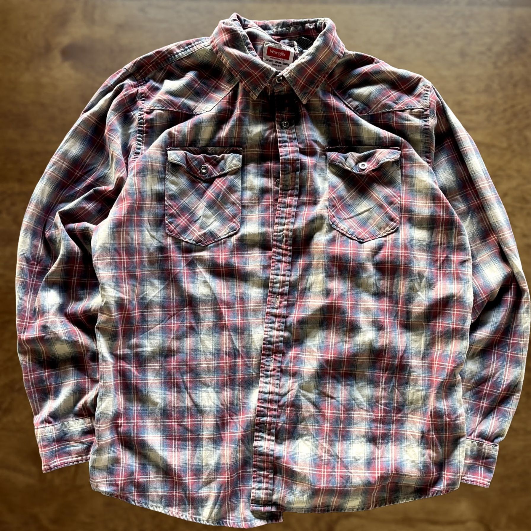 Wrangler Wrangler Shirt Mens XL Red Blue Plaid Long Sleeve Western Button Up Flannel Size US XL / EU 56 / 4 - 1 Thumbnail