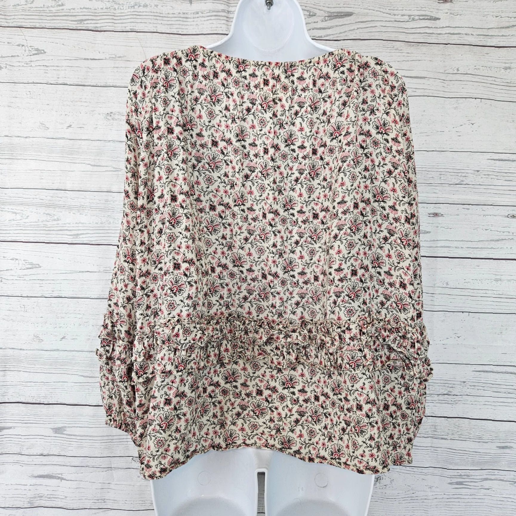 Vintage VINTAGE Denim & Supply Ralph Lauren Womens Boho Top Sz Large Red Black Floral Cotton... Size L / US 10 / IT 46 - 4 Thumbnail