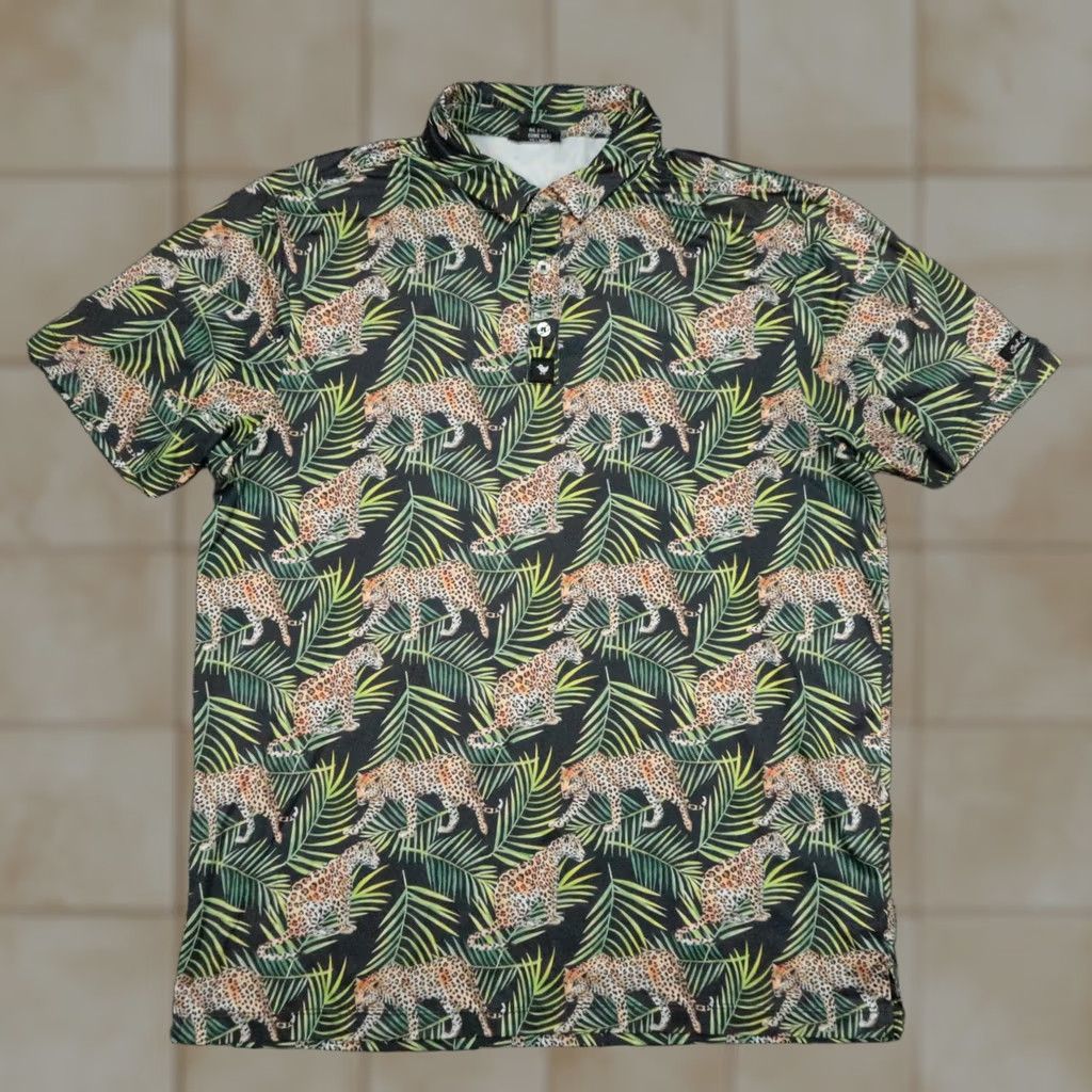 Vintage Bad Birdie Polo Shirt Mens L Green Black Short Sleeve Animal Print 90s? Size US L / EU 52-54 / 3 - 1 Thumbnail