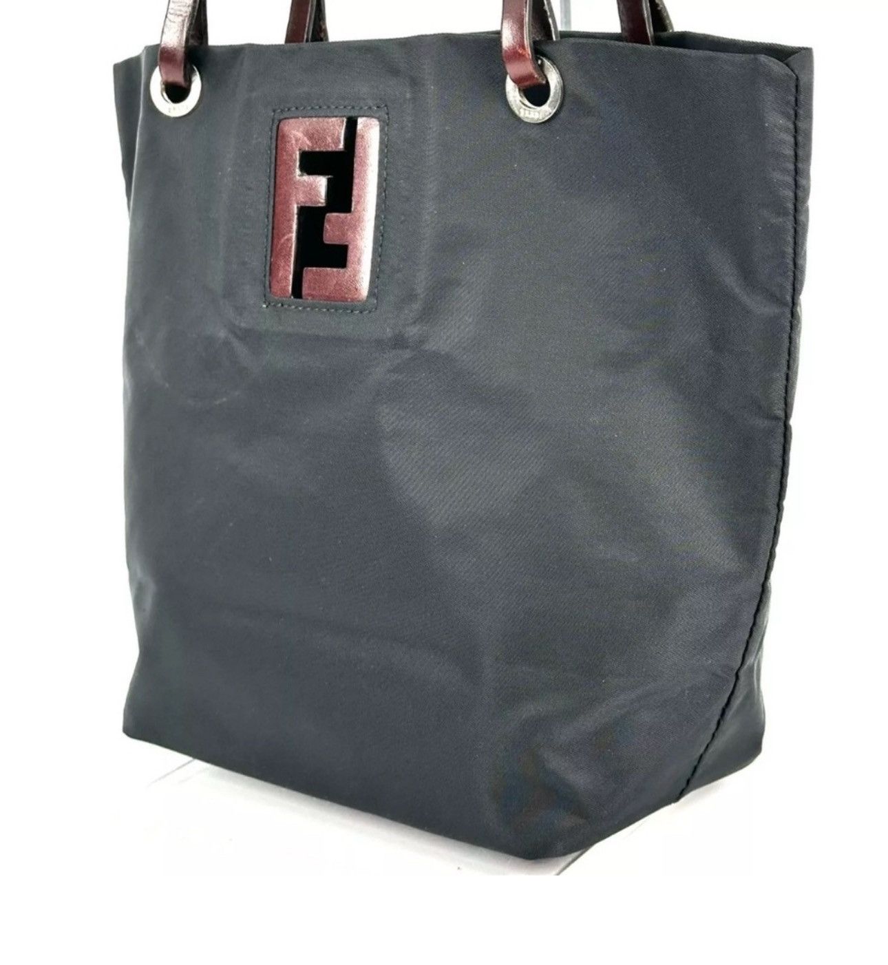 Fendi Fendi FF Logo tote bag handbag nylon leather black Authentic Size ONE SIZE - 2 Thumbnail