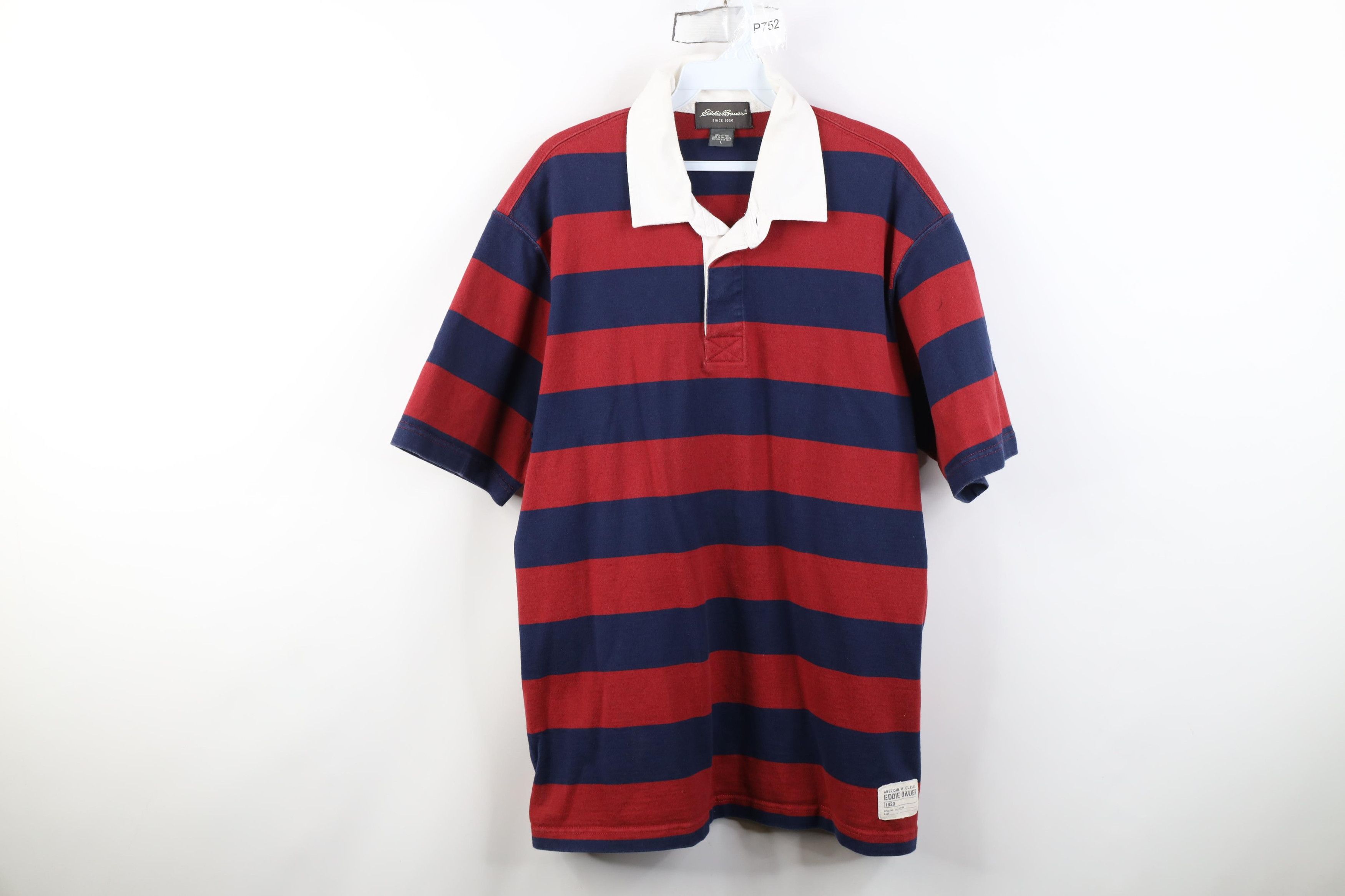 Eddie Bauer Vintage 90s Y2K Eddie Bauer Heavy Striped Rugby Polo Shirt Size US L / EU 52-54 / 3 - 1 Thumbnail