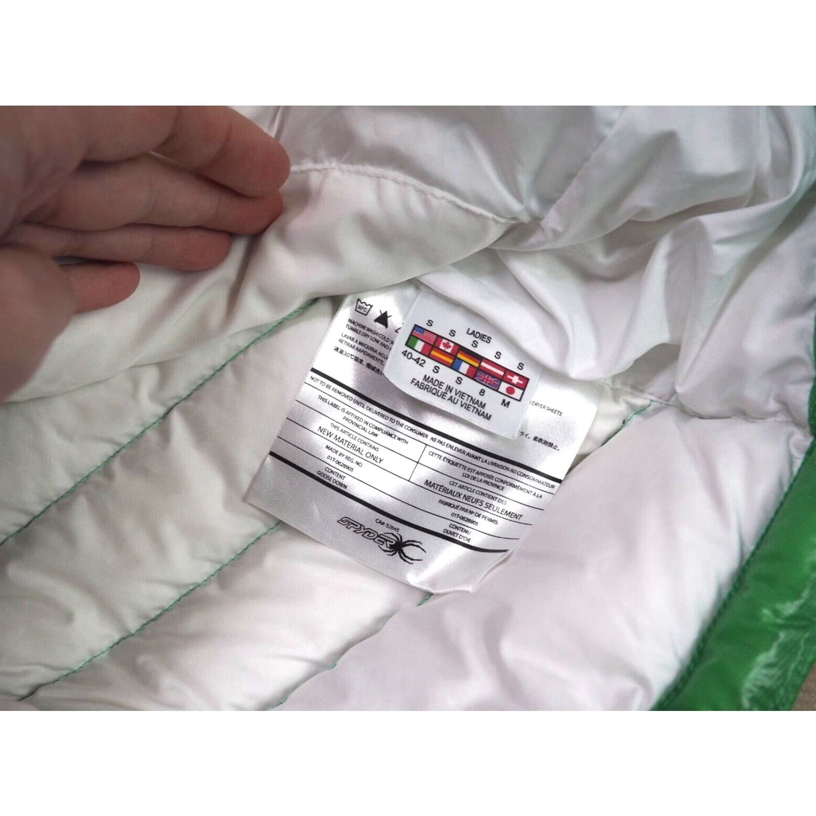 Spyder SPYDER Green White Striped Down Zip Outdoor Logo Puffer Jacket Womens S Size S / US 4 / IT 40 - 8 Thumbnail