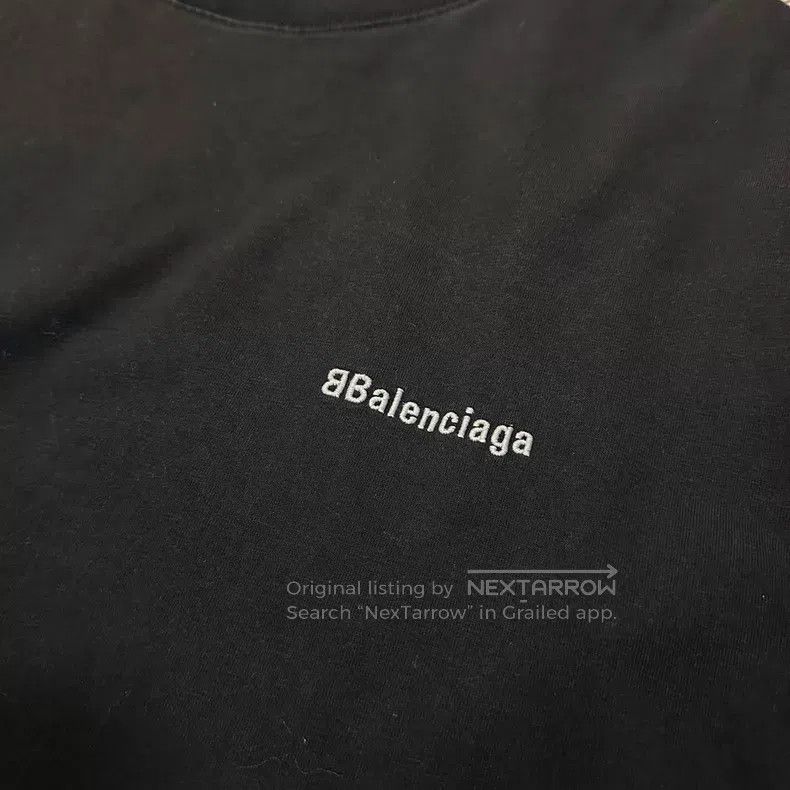 Balenciaga Balenciaga Logo Embroidered Solid Color Round Neck Short S Size US L / EU 52-54 / 3 - 3 Thumbnail