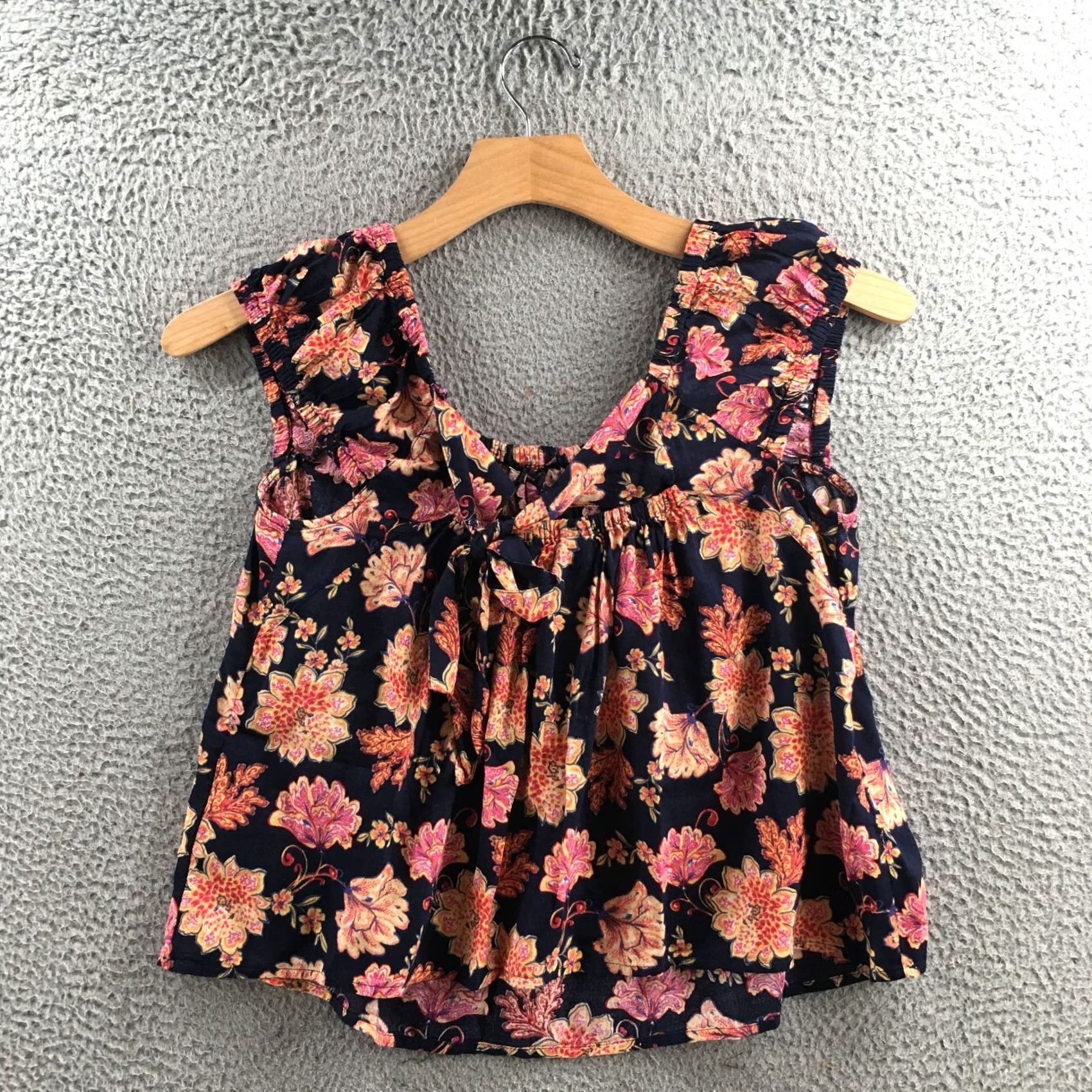Old Navy Old Navy Womens M Multicolor Cotton Blend Floral Tie-Back Swing Blouse Size M / US 6-8 / IT 42-44 - 7 Thumbnail