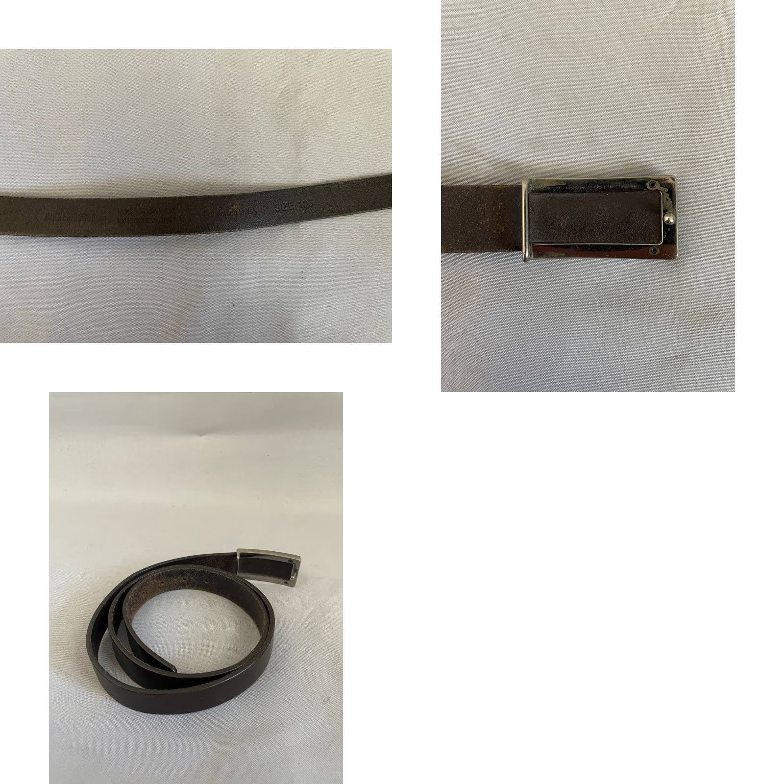 Vintage Bikkembergs Belt Mens Casual Logo Brown Cow skin Buckle Adjustable - One Size, Brass Hardware, Classic Modern Work Belt Size ONE SIZE - 8 Thumbnail