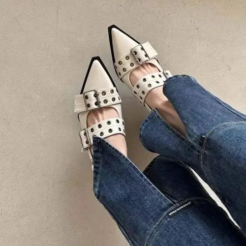 Japanese Brand × Vintage Shoes with a strap on the heel, women's punk style Size US 8 / IT 38 - 1 Thumbnail