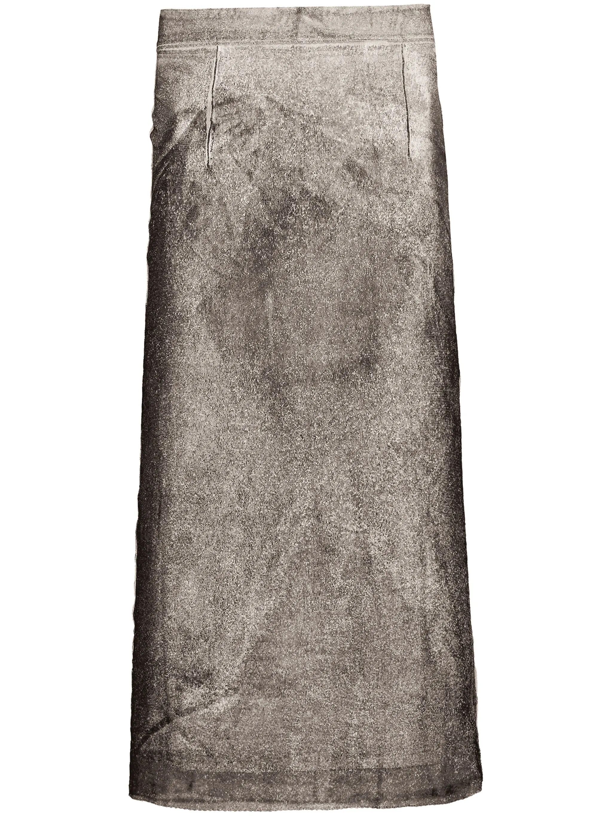 Maison Margiela oc11z1025 Serigraphic-print Silk Skirt in Black/Light Grey Size 27" / US 4 / IT 40 - 1 Thumbnail
