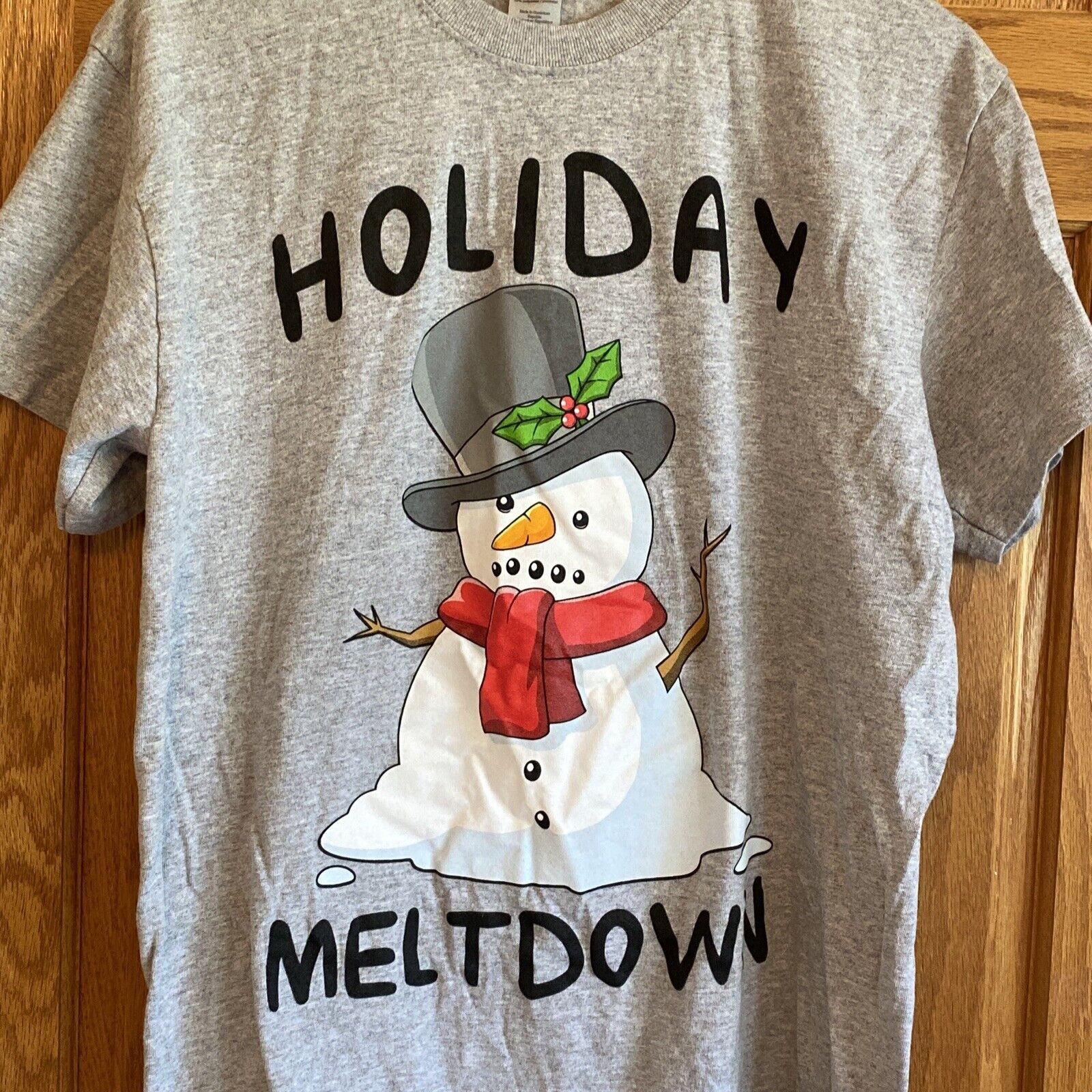 Gildan Holiday Meltdown T Shirt Men's Size M Christmas Snowman gre Size US M / EU 48-50 / 2 - 2 Thumbnail