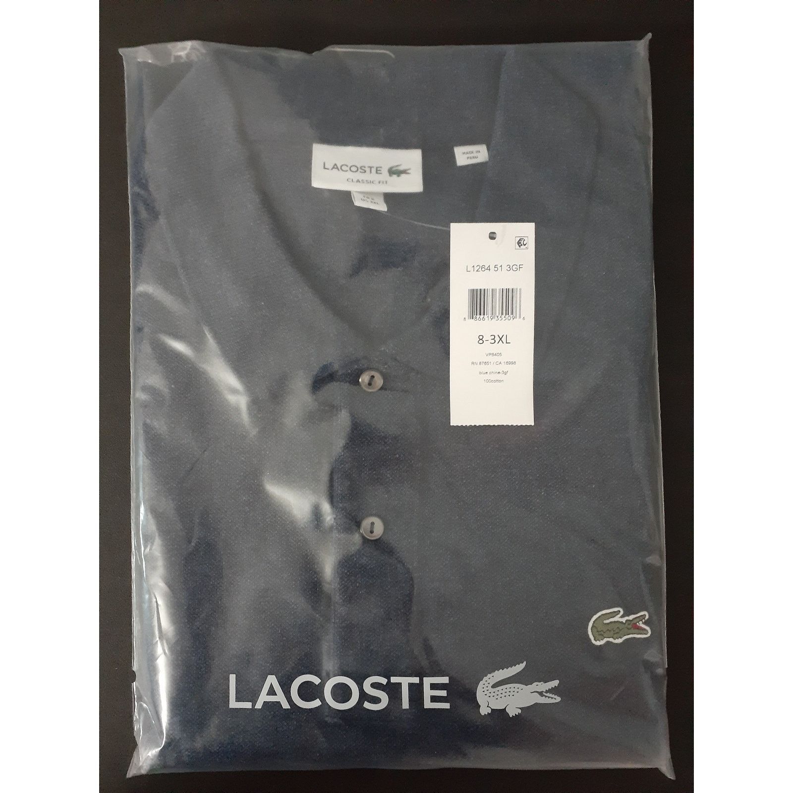 Lacoste Lacoste Men's Classic Pique Polo Shirt Pitch Blue Chine 3XL Size US XXL / EU 58 / 5 - 2 Thumbnail