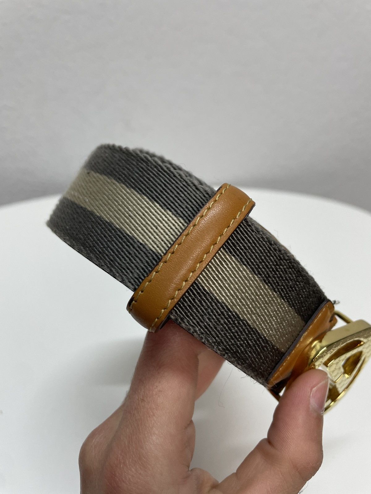 Gucci Gucci Vintage Monogram Gold Logo Bukle Leather x Canvas Mix Size 34 - 7 Thumbnail