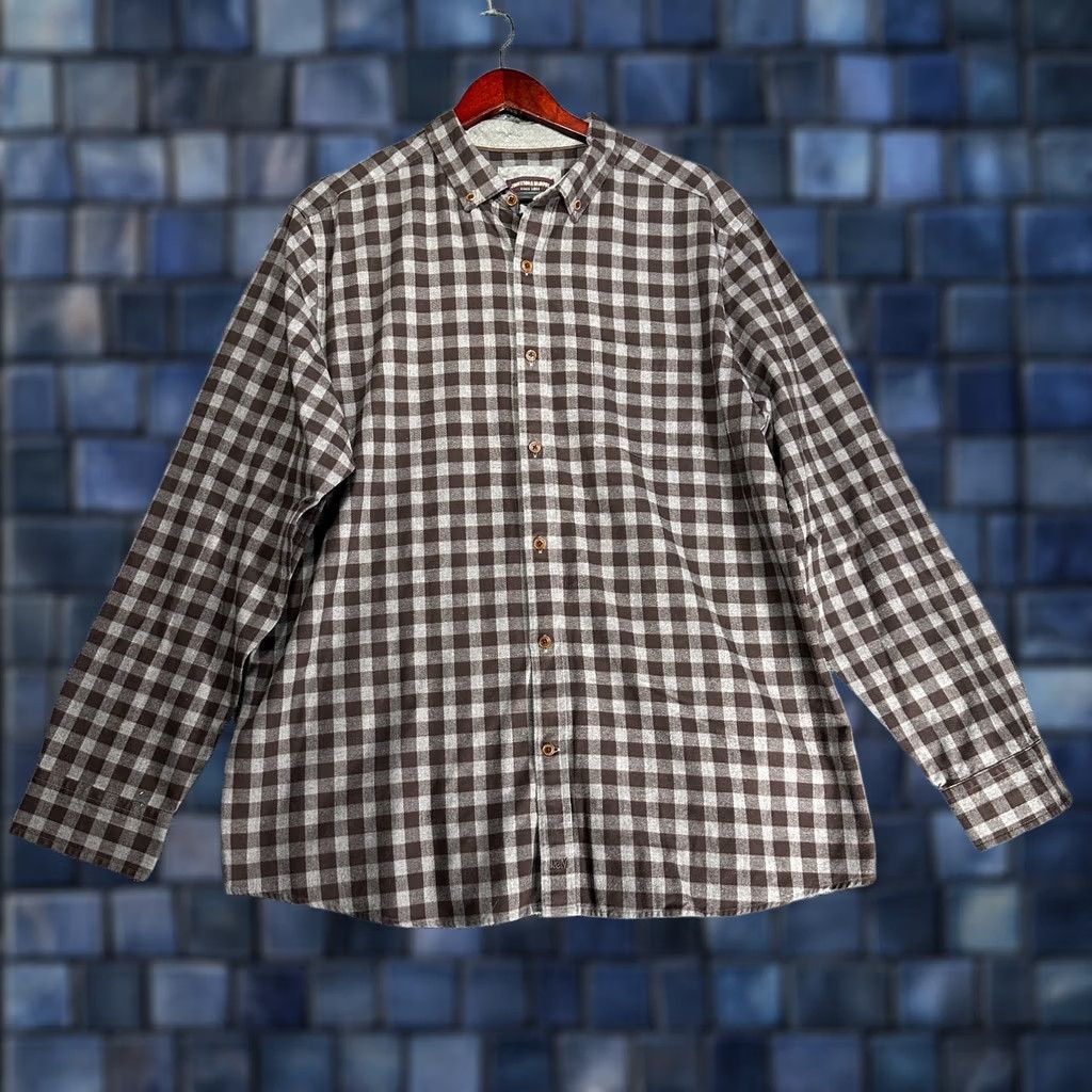 Johnston & Murphy Johnston & Murphy Shirt Mens XL Button-Down Plaid Gray Cotton Flannel Pocket Size US XL / EU 56 / 4 - 1 Thumbnail
