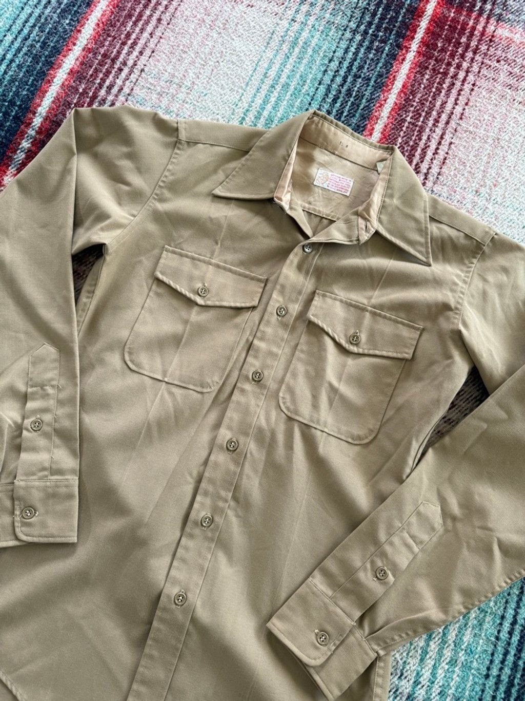 Vintage Vintage 70s USMC CPO Tan Military Shirt M Size US M / EU 48-50 / 2 - 2 Thumbnail