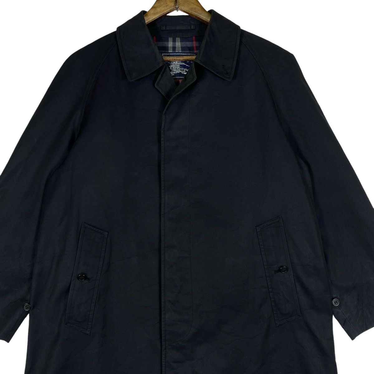 Burberry × Burberry Prorsum Vintage Burberrys London Nova Checked Navy Blue Long Jacket Size US M / EU 48-50 / 2 - 7 Thumbnail