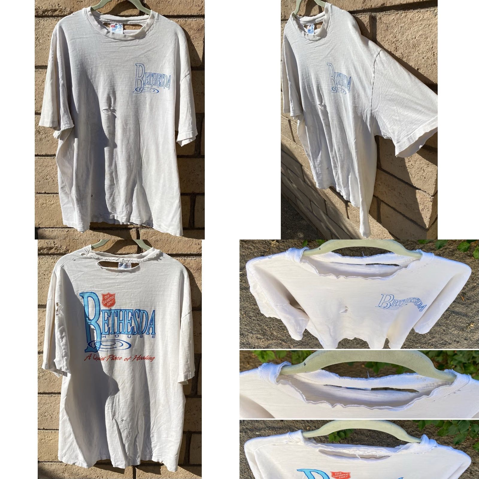 Hanes VINTAGE Hanes T Shirt Distressed White XL The Salvation Army Bethesda House Graphic Print Short Sleeve Men Size XL Size US XL / EU 56 / 4 - 9 Thumbnail