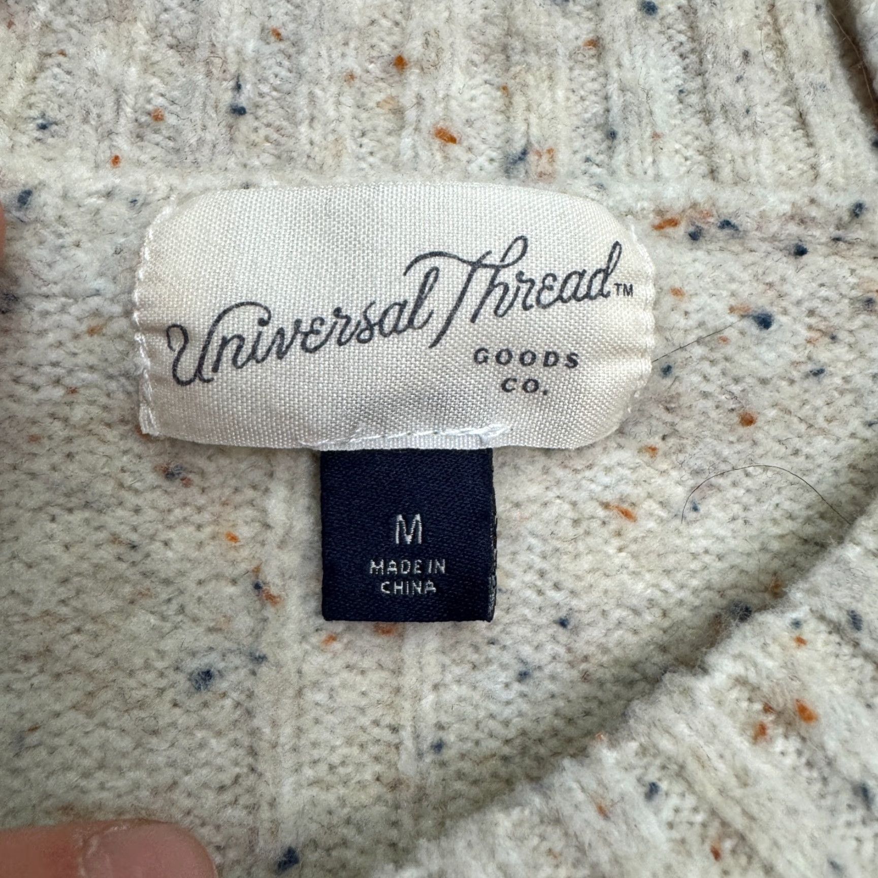 Vintage Universal Thread Speckled Cropped Pullover Sweater Womens M Oatmeal Cream Size M / US 6-8 / IT 42-44 - 6 Thumbnail