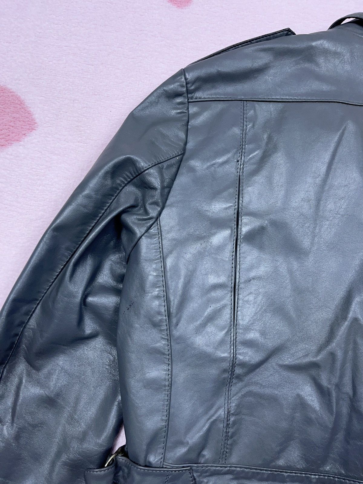 Genuine Leather ➕ vintage 80s/90s multi zip ramones leather gray jacket Size XS / US 0-2 / IT 36-38 - 5 Thumbnail