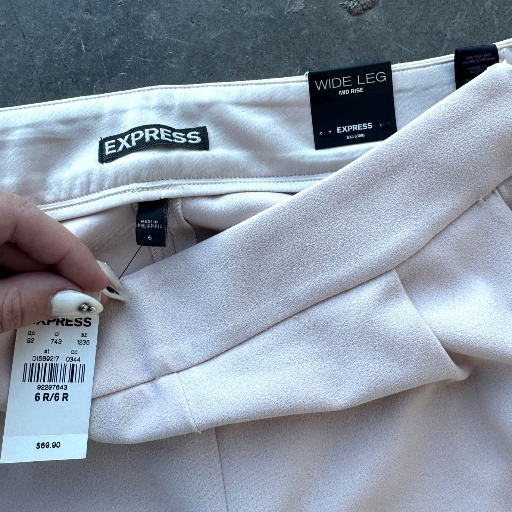 Express VINTAGE Express Wide Leg Flare Dress Slacks 6 Regular Pale Pink NWT Women Size M / US 6-8 / IT 42-44 - 3 Thumbnail