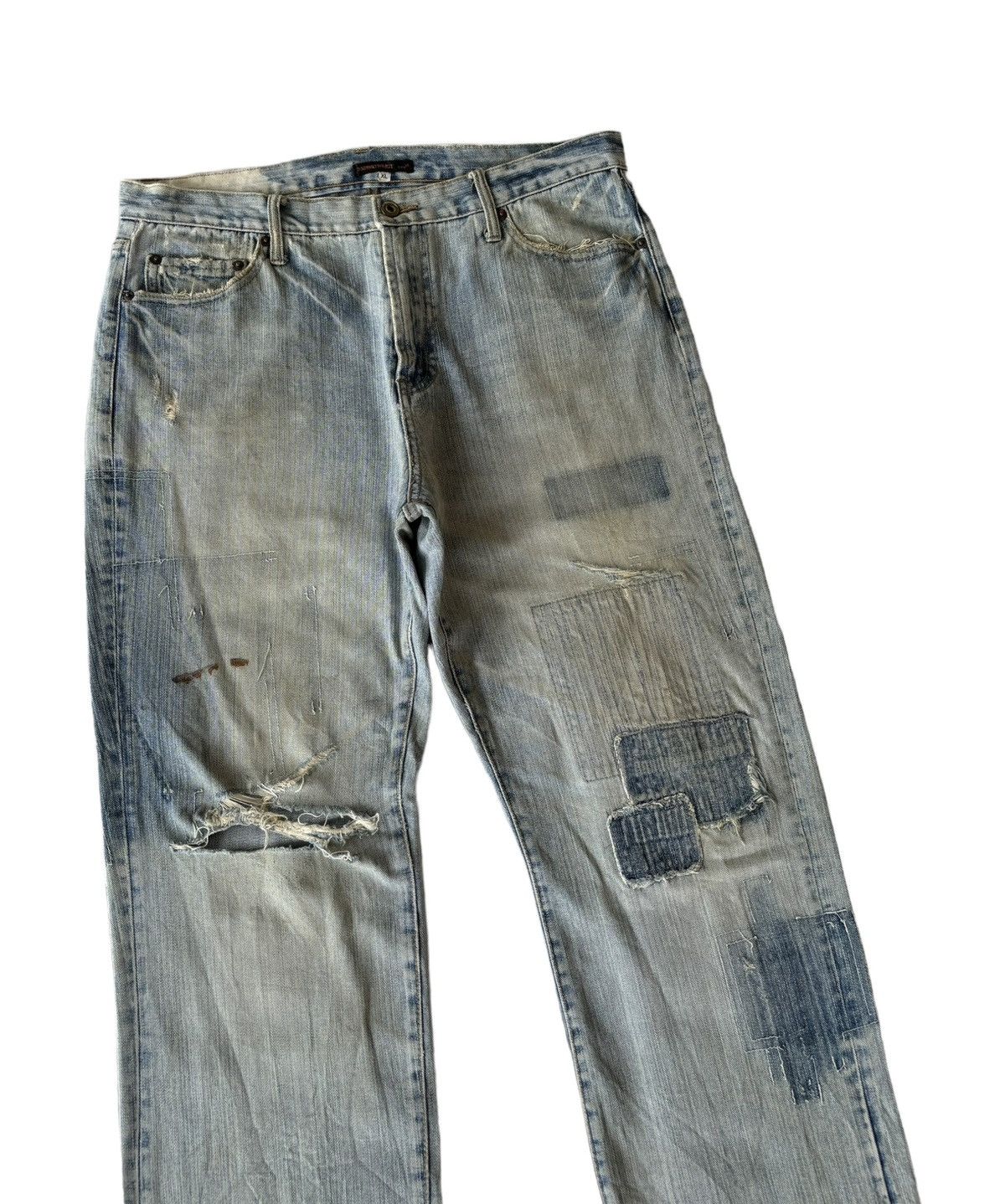 Helmut Lang RARE🔥EXHIBITIONIST PATCHWORK DISTRESSED DENIM JEANS Size US 34 / EU 50 - 3 Thumbnail