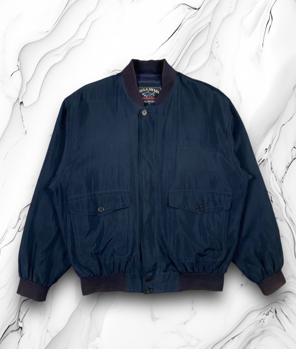 Paul & Shark 80s Vintage Paul & Shark pure silk lightweight bomber jacket Size US L / EU 52-54 / 3 - 1 Thumbnail