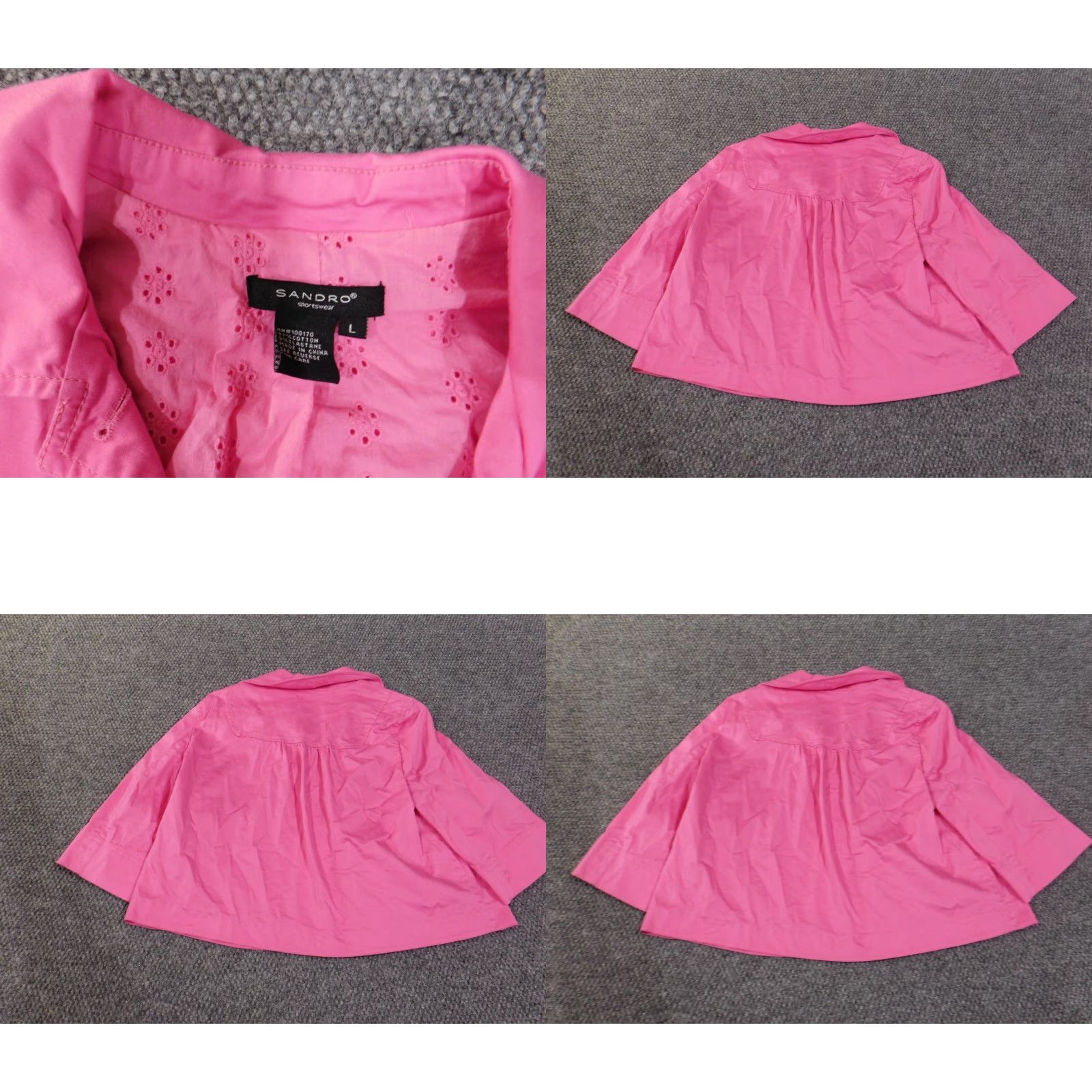 Sandro Sandro Jacket Womens L Pink Button Casual Stretch Cotton Long Sleeve Mid-Length Size L / US 10 / IT 46 - 8 Thumbnail