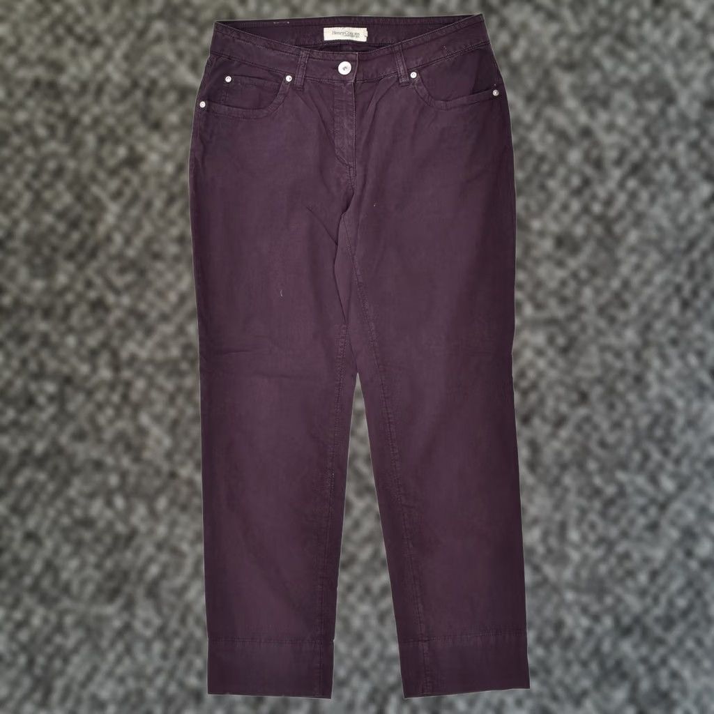 Vintage HENRY COTTONS Womens Tapered Casual Trousers W29 L28 Purple Cotton Size 29" - 1 Thumbnail