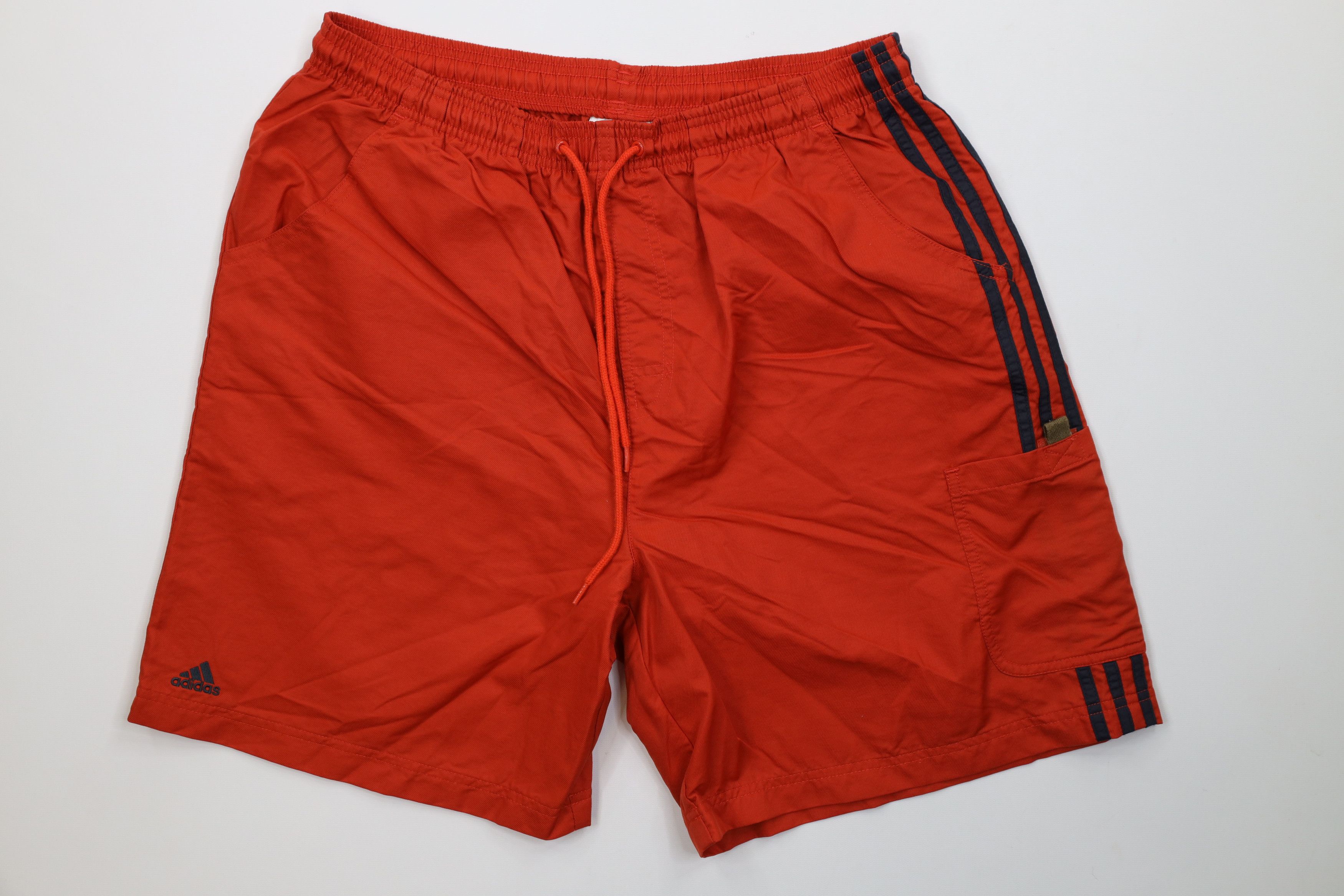 Adidas Vintage 90s Adidas Soccer Shorts Orange Striped Nylon Size US 34 / EU 50 - 1 Thumbnail