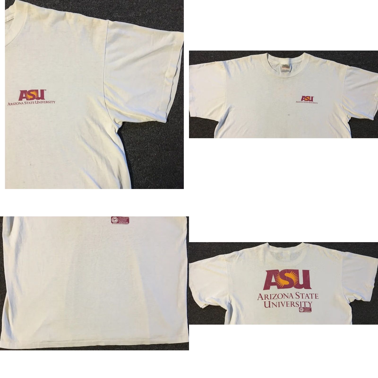 Vintage VINTAGE Arizona State University Shirt L Mens White 90s 80s Distressed Faded Single Stitch Grunge Track & Field Ball Football Sun Devils USA College Size US L / EU 52-54 / 3 - 8 Thumbnail