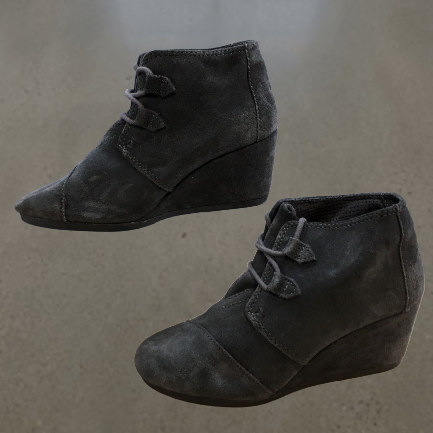 Toms Toms Boots Womens 6 Kala Desert Wedge Booties Gray Suede Lace Up 10012957 Size US 6 / IT 36 - 1 Thumbnail