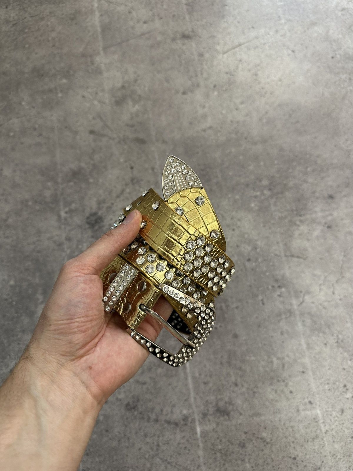 Hysteric Glamour Vintage B.B Simon Style Belt Y2K Rhinestones Punk Metal Size 34 - 2 Thumbnail