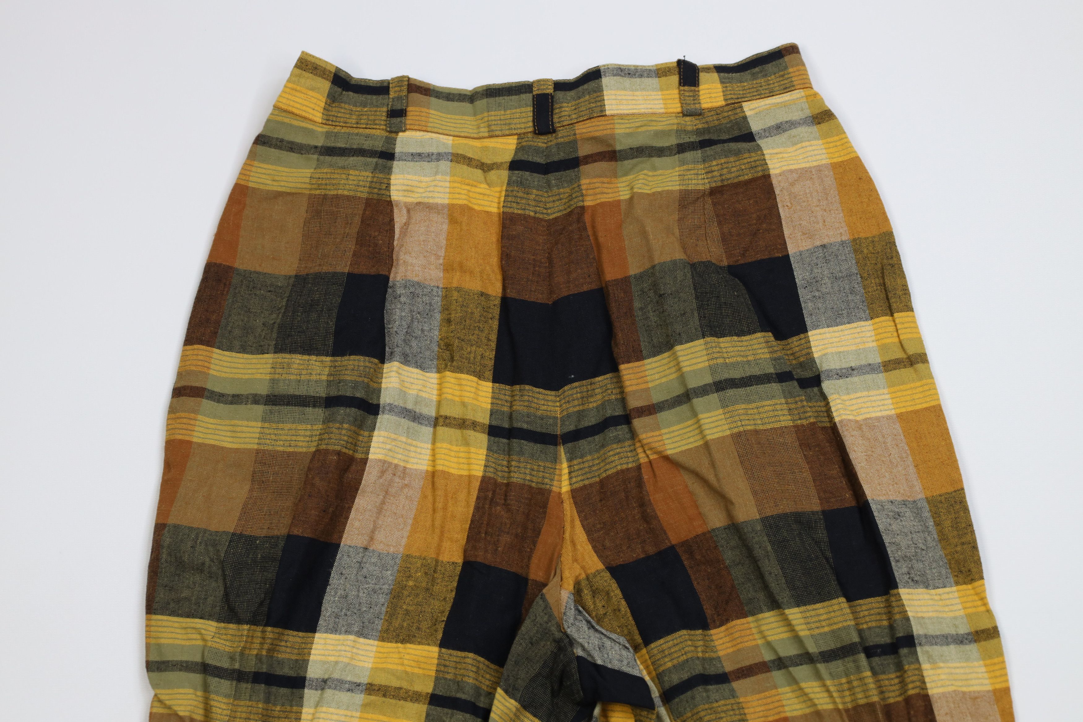 Vintage Vintage 70s Linen Blend Wide Leg Bell Bottoms Pants Plaid Size 26" / US 2 / IT 38 - 13 Thumbnail
