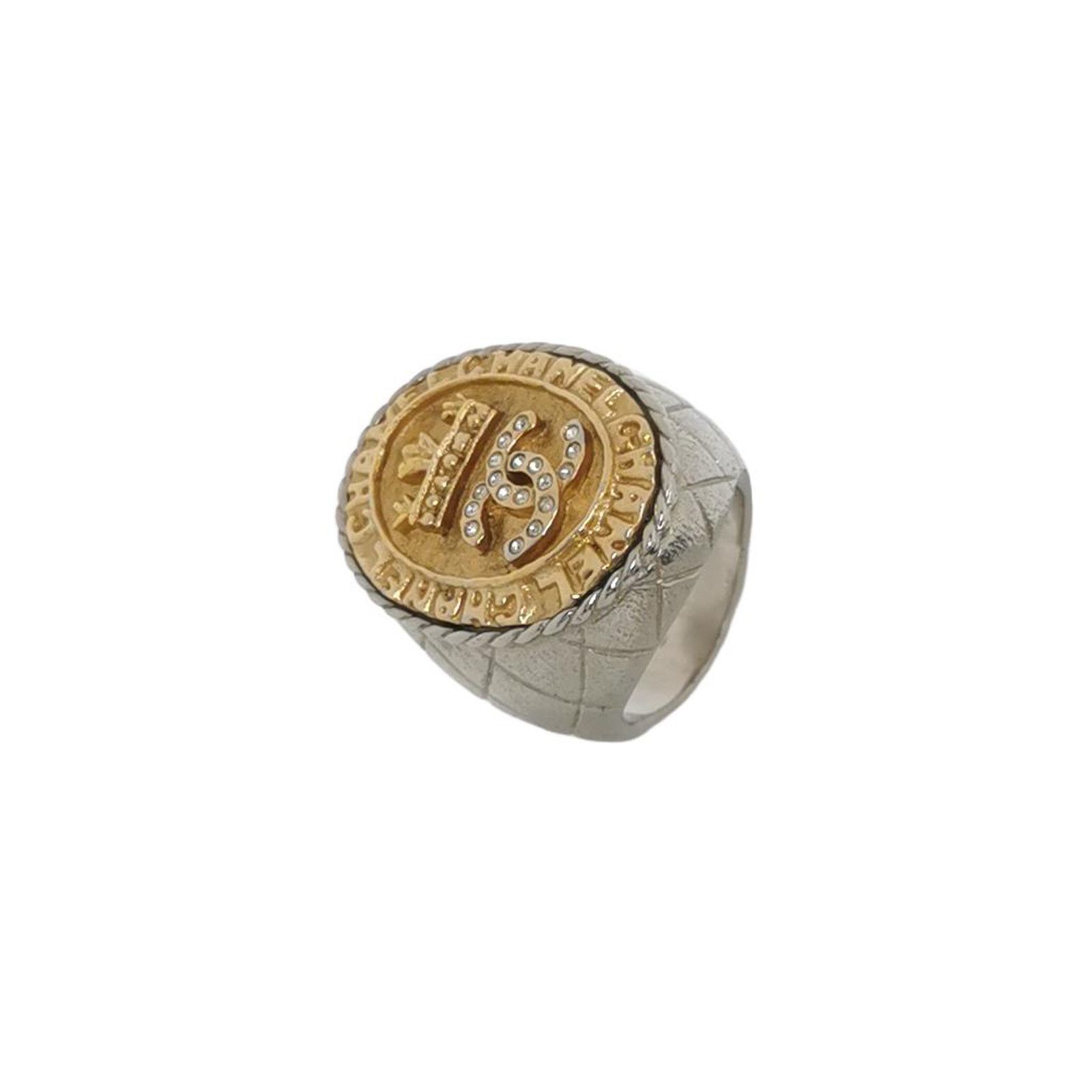 Chanel Chanel Crystal Double C Logo Ring Size 13 -z2505 Size ONE SIZE - 1 Thumbnail