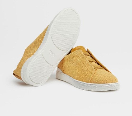Ermenegildo Zegna o1s1rm1025 RLHTYE Triple Stitch Low-Top Sneakers in Yellow Size US 8 / EU 41 - 2 Thumbnail