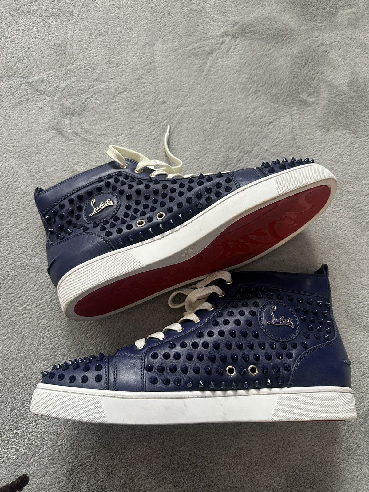 Christian Louboutin Christian Louboutin Navy Blue Spike Sneakers Size US 11.5 / EU 44-45 - 6 Thumbnail