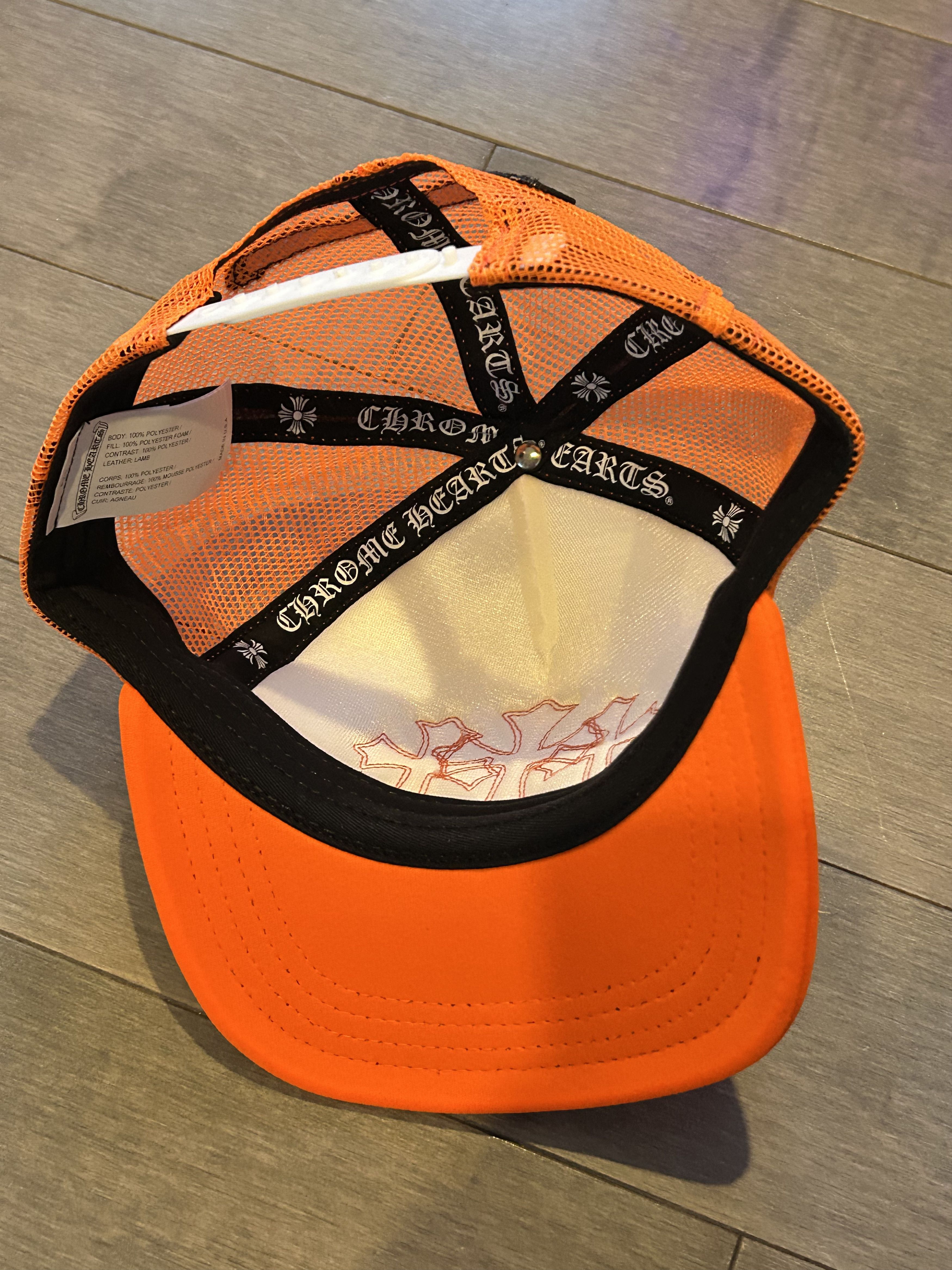 Chrome Hearts Chrome Hearts Cemetery Leather Patch Trucker Hat Orange Size ONE SIZE - 3 Thumbnail