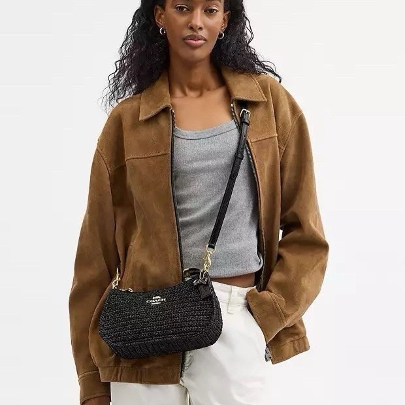 Coach NWT Coach Teri Shoulder Bag Crossbody CBI17 Straw Gold/Black Size ONE SIZE - 10 Thumbnail
