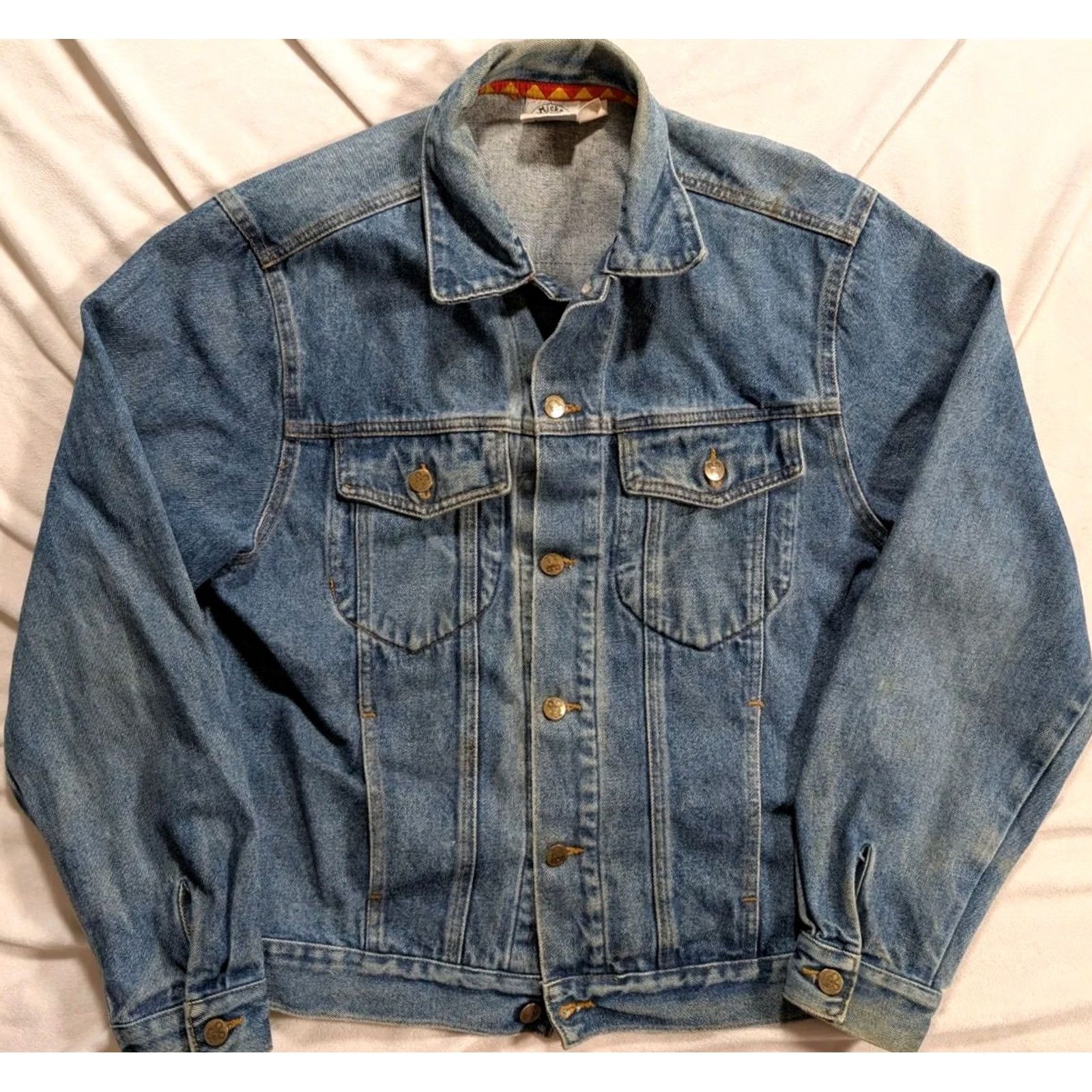 Vintage VINTAGE Mickey BY J.G Hook Men's Jean Jacket One Point Embroidery Sequined L Blue/Red 80s Casual Mens Size US 31 - 3 Thumbnail