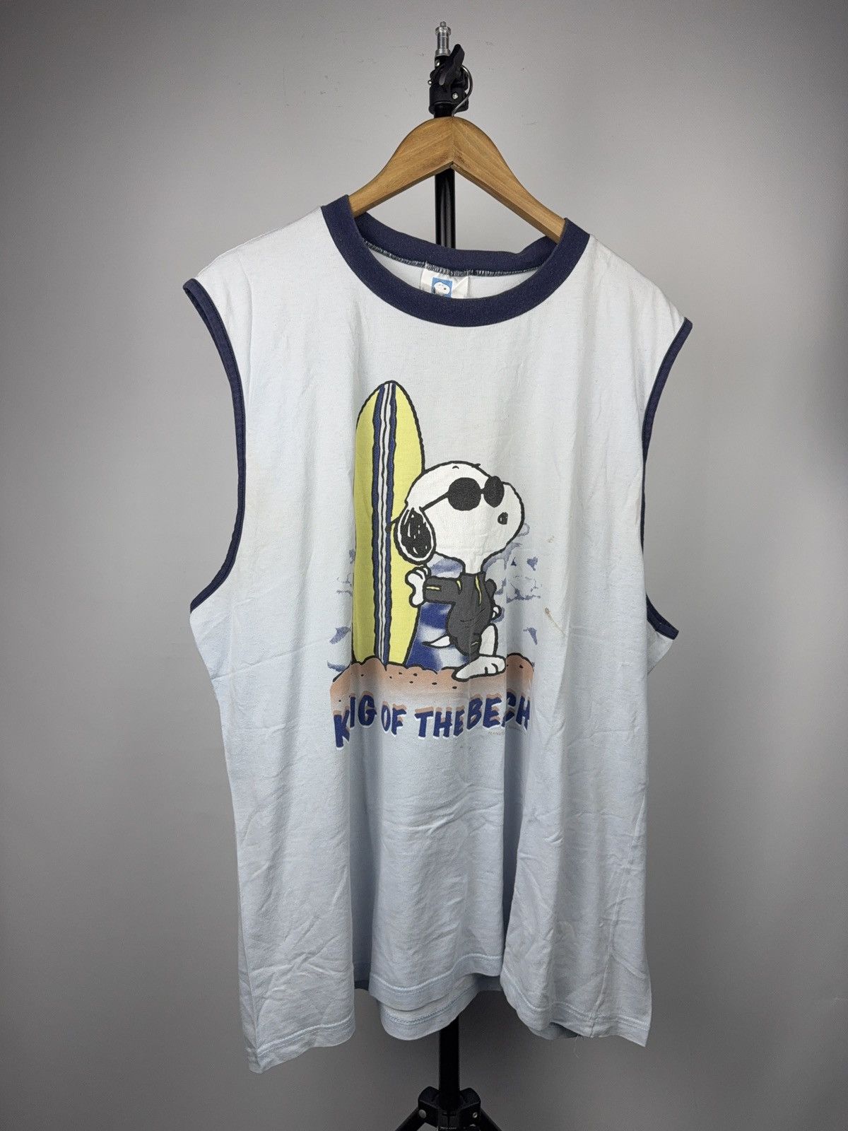 Peanuts 80s Peanuts Vintage Snoopy King Of The Beach Surf Sleeveless Size US XXL / EU 58 / 5 - 1 Thumbnail