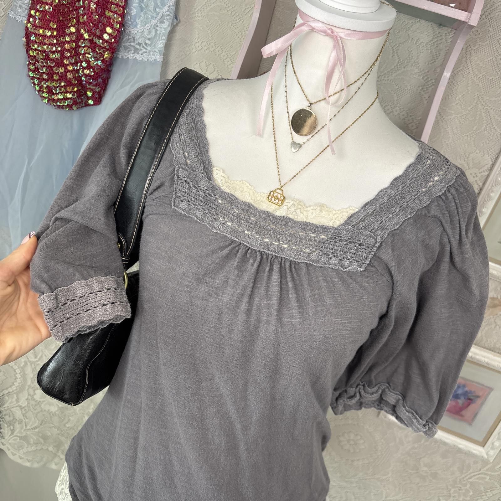 Mossimo y2k gray babydoll crochet mossimo top Size XS / US 0-2 / IT 36-38 - 3 Thumbnail