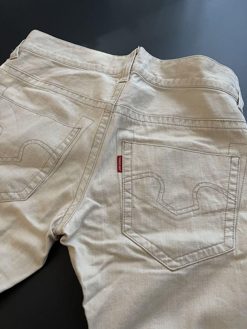 TORNADO MART TWISTED SEAM FLARED WHITE DENIM MEDIUM