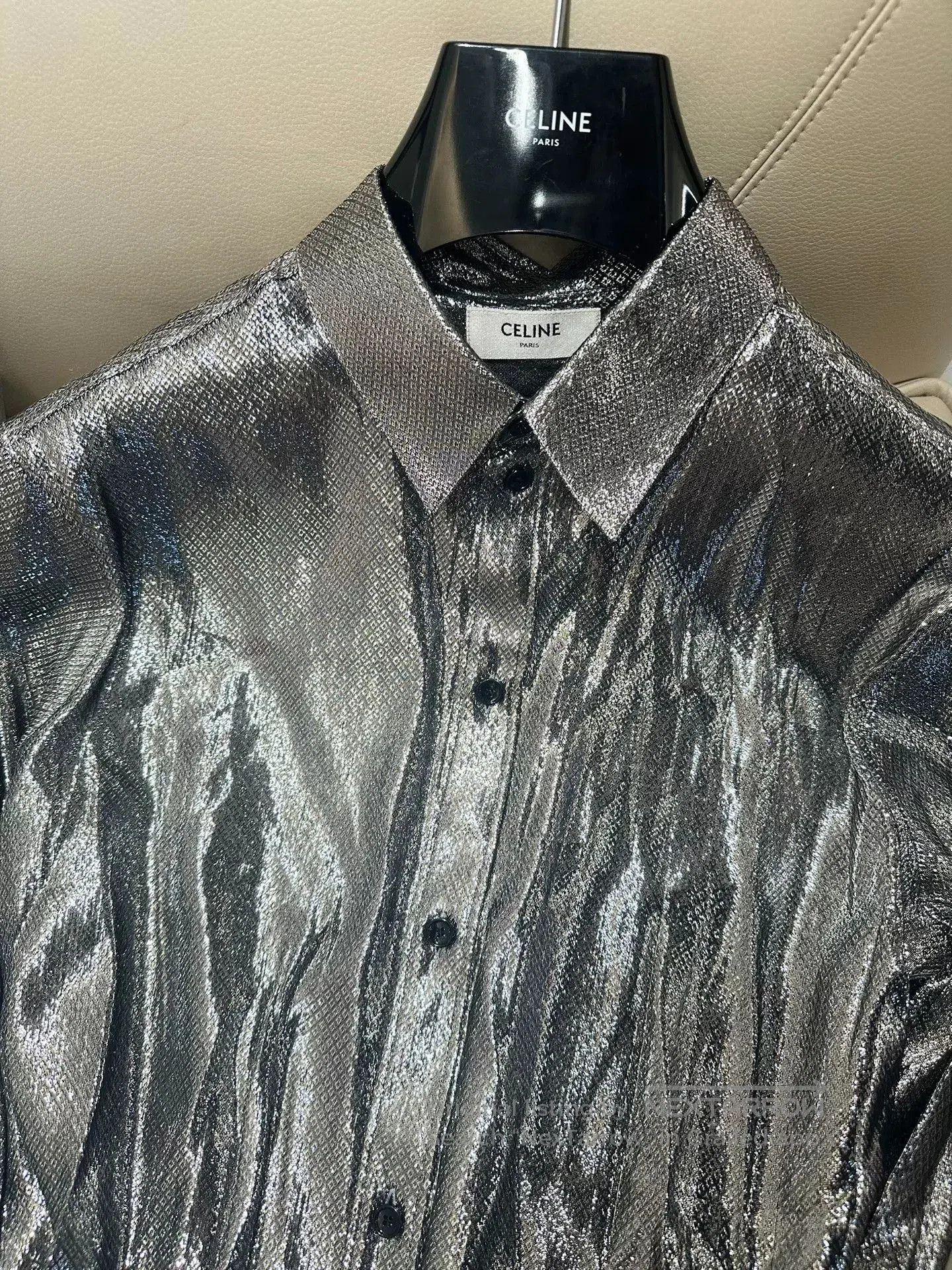 Celine Celine Silver Snake Print Silk Shirt. Size US XXS / EU 40 - 4 Thumbnail
