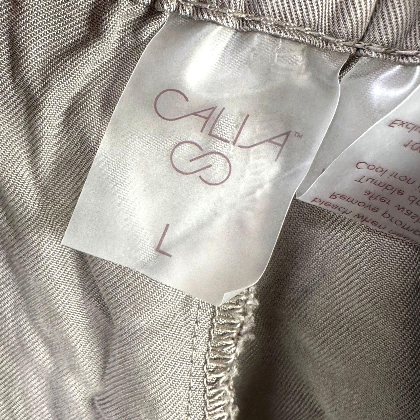 Vintage CALIA Womens Pants Wide-Leg Pull On Gray Large Inseam 25in High Rise Casual Pockets Drawstring Size 36" / US 14 / IT 50 - 4 Thumbnail